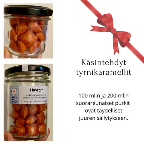 KARAMELLIT Tyrni PIENI + ISO – sopivat juuripurkit