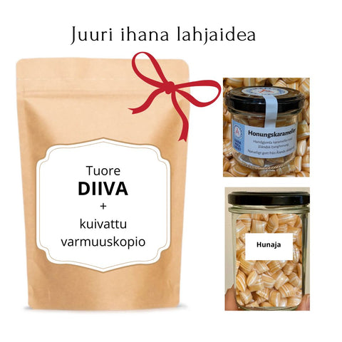 Diiva tuore ja kuivattu + Karamellit Hunaja